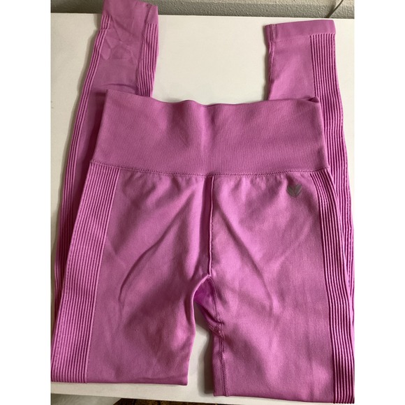 Forever 21 Womens High Waisted Seamless Ribbed Leggings Orchid Pink Size S - Picture 2 of 4